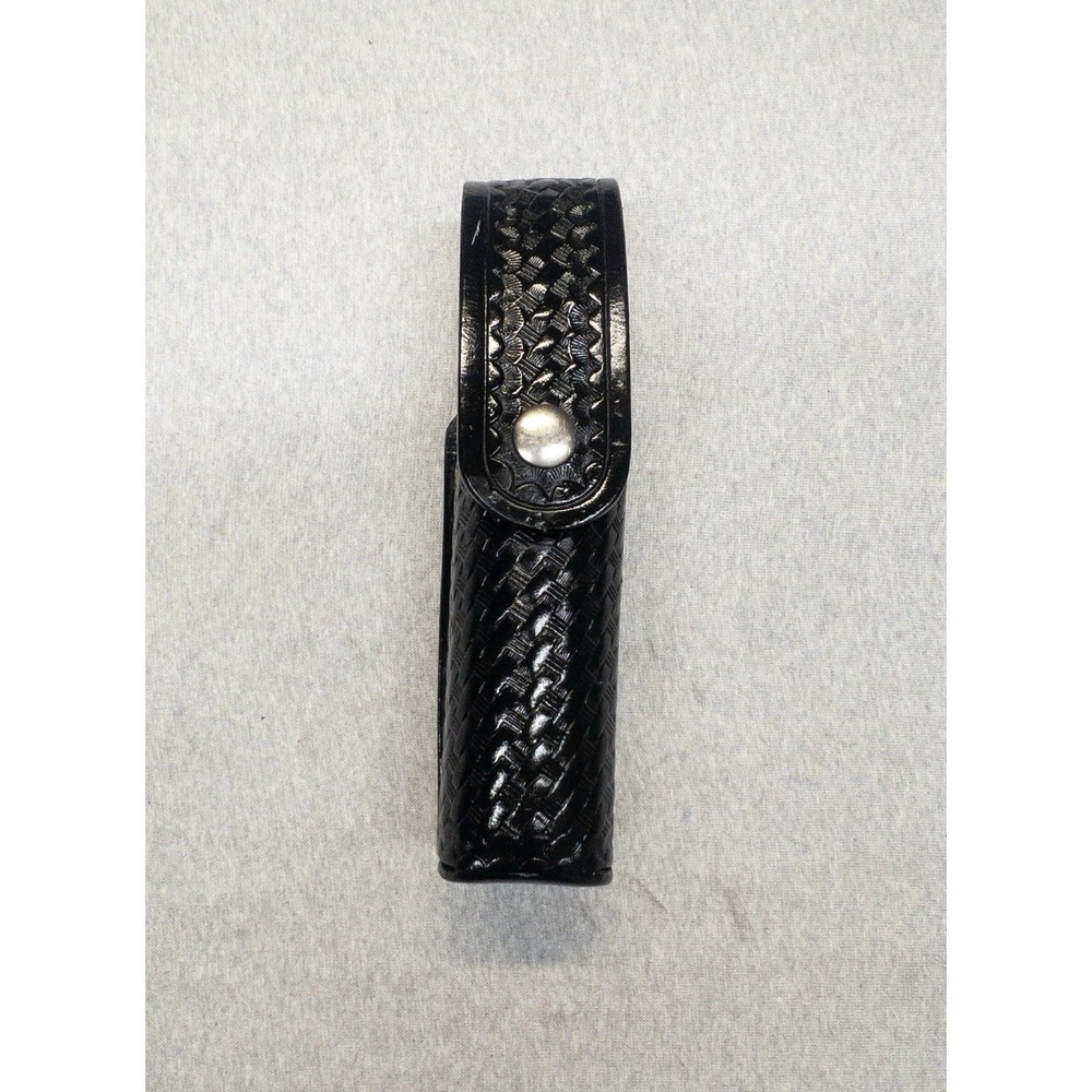 Black Leather Basketweave Large Pepper Spray
